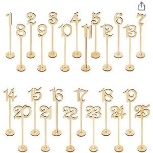 Wedding table numbers 1-25